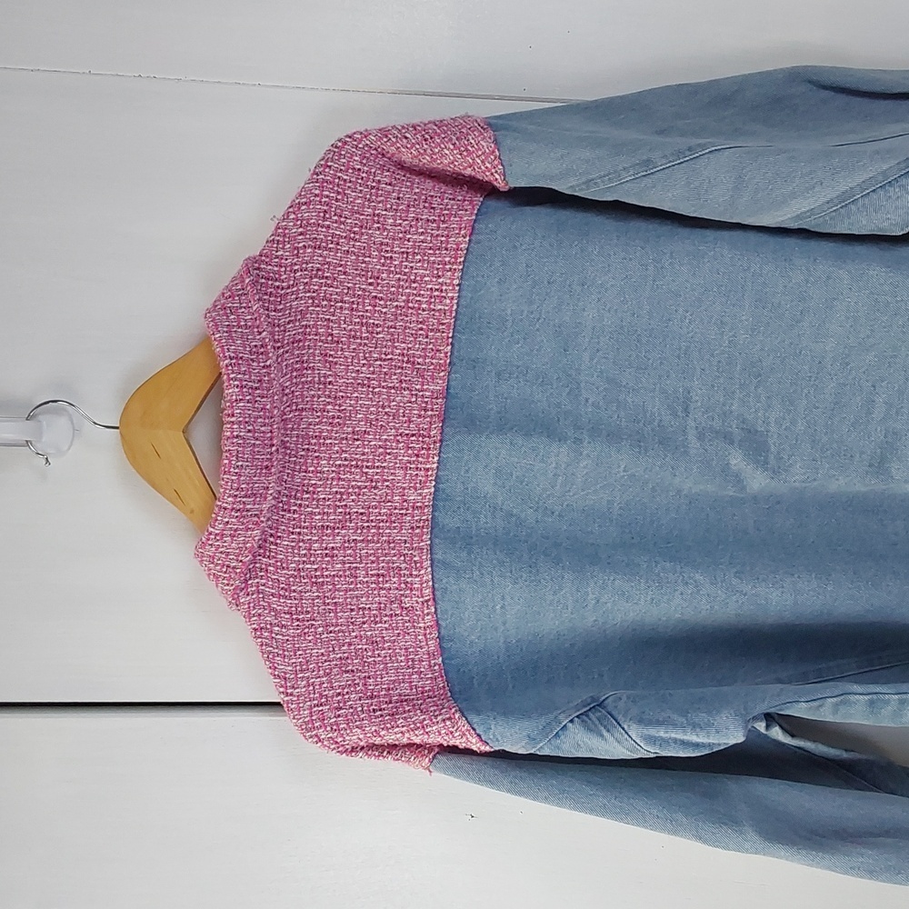 Umgee| Womens Denim Blue/ Pink Shaket Jacket Fringe Western Cowgirl Sz. XL - Picture 7 of 8